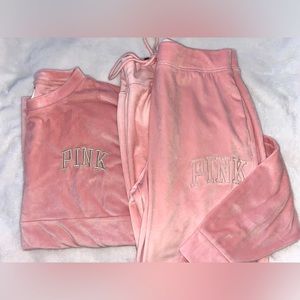 Victoria’s Secret PINK crew sweater sweatshirt top sweatpants bottoms set NEW M